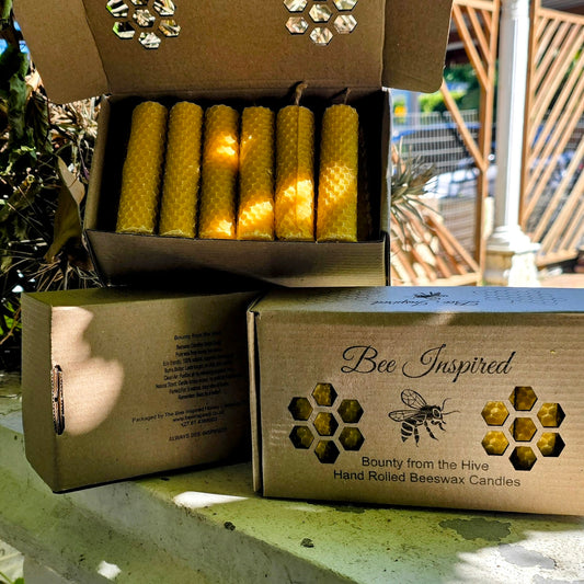 Hand rolled beeswax candle 10cm